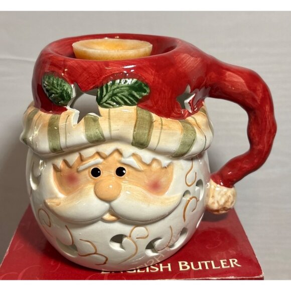 English Butler Santa Claus Ceramic Tealight Candle Holder Wax Melt - Picture 2 of 10